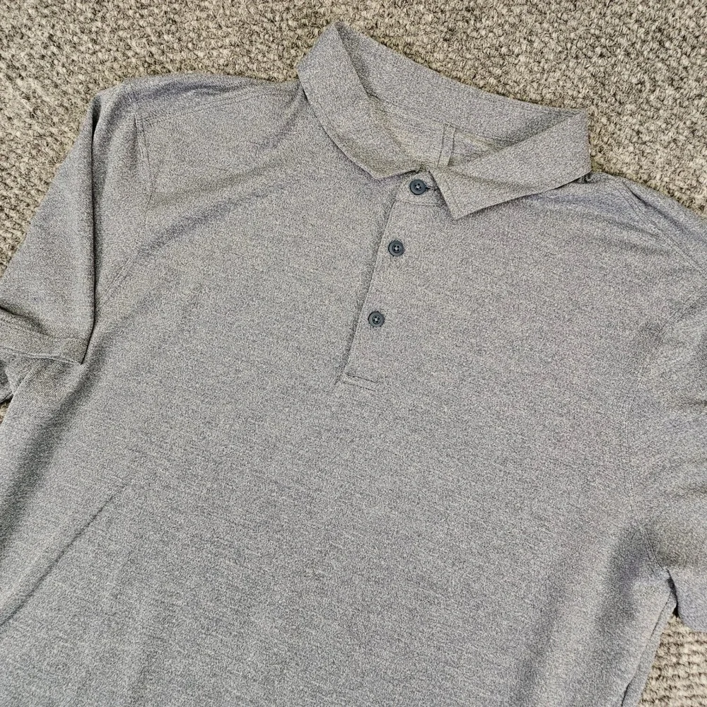 Lululemon Evolution Polo Shirt Mens Large Heathered Grey Short Sleeve Golf Top